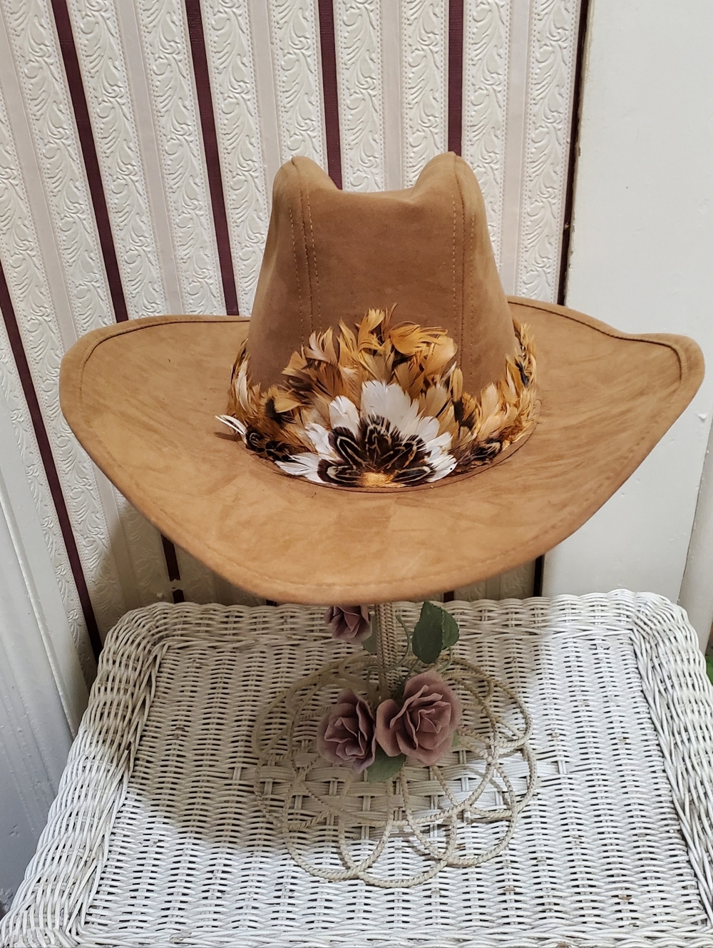 Mens Tan Suede Hat M